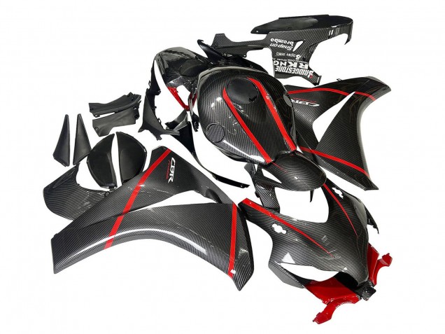 Honda CBR1000RR Motorrad Verkleidung 2008-2011 - Schwarzes Carbonfaser Rot