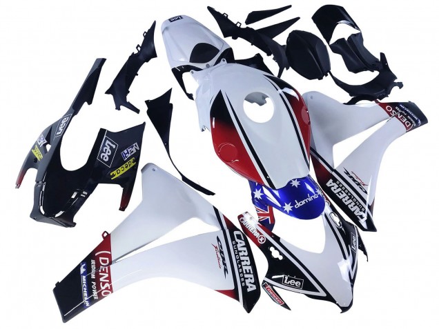 Honda CBR1000RR Motorrad Verkleidung 2008-2011 - Weiss Rot Blau Schwarz Stern Lee Carrera