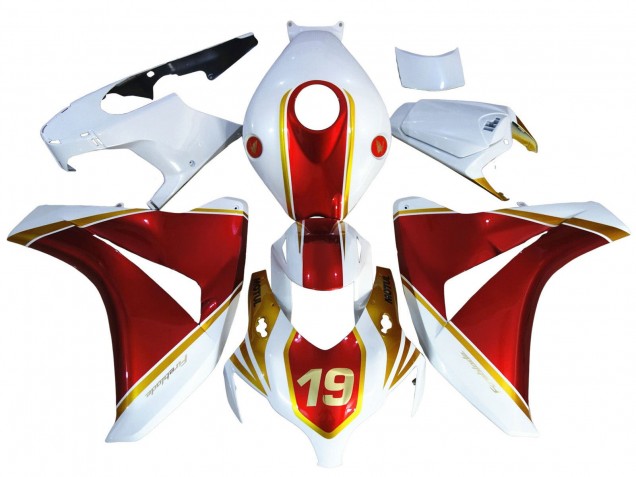 Honda CBR1000RR Motorrad Verkleidung 2008-2011 - Weiss Rot Gold 19