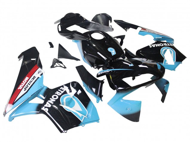 Honda CBR600RR Motorrad Verkleidung 2003-2004 - Hellblau Rot Glanzendes Schwarz Dunlop