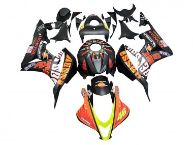 Honda CBR600RR Motorrad Verkleidung 2007-2008 - Matt Schwarz Orange Rot Rossi Repsol 46