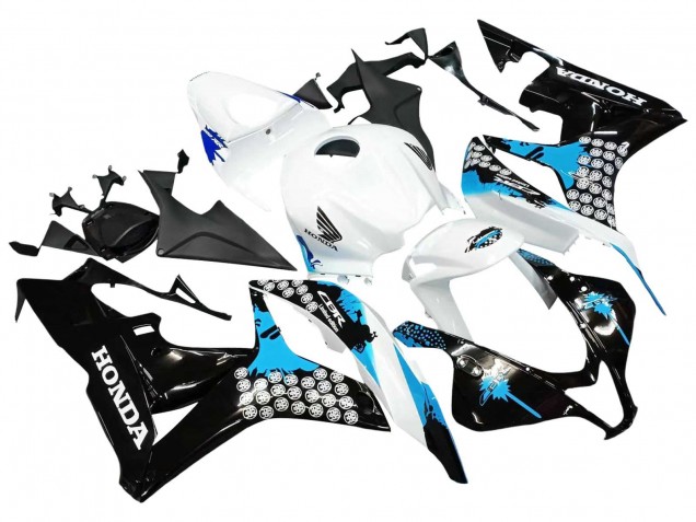 Honda CBR600RR Motorrad Verkleidung 2007-2008 - Weiss Hellblau Glanzendes Schwarz