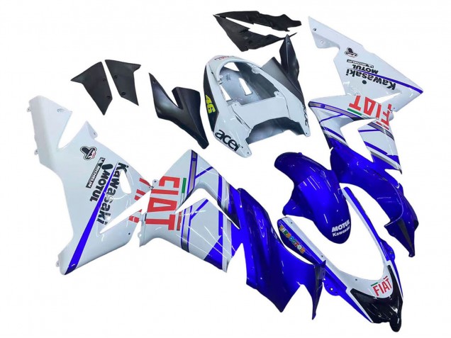 Kawasaki ZX10R Motorrad Verkleidung 2004-2005 - Glanzendes Blau Weiss Fiat Motul