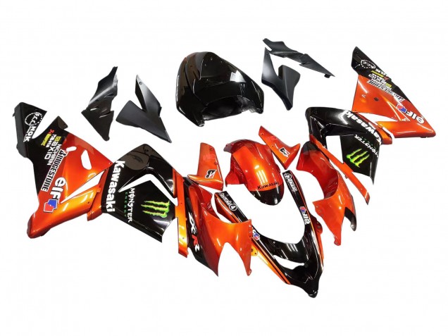 Kawasaki ZX10R Motorrad Verkleidung 2004-2005 - Burnt Orange Schwarz Monster Elf