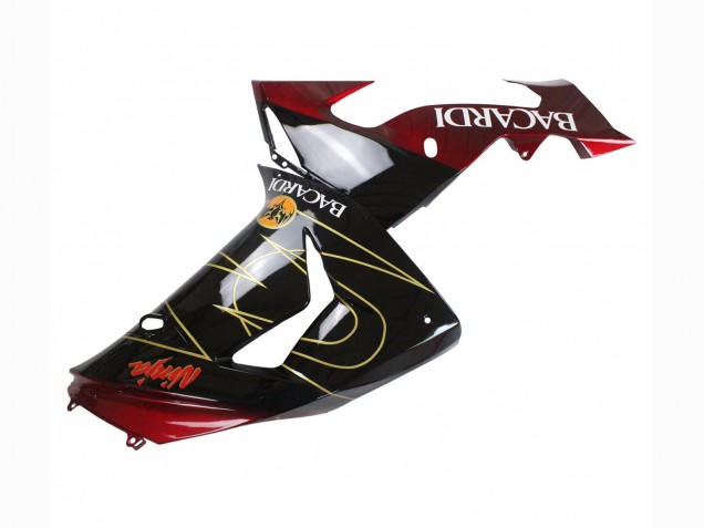 Kawasaki ZX10R Motorrad Verkleidung 2006-2007 - Schwarz Rot Gold BACARDI
