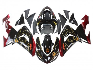 Kawasaki ZX10R Motorrad Verkleidung 2006-2007 - Schwarz Rot Gold BACARDI