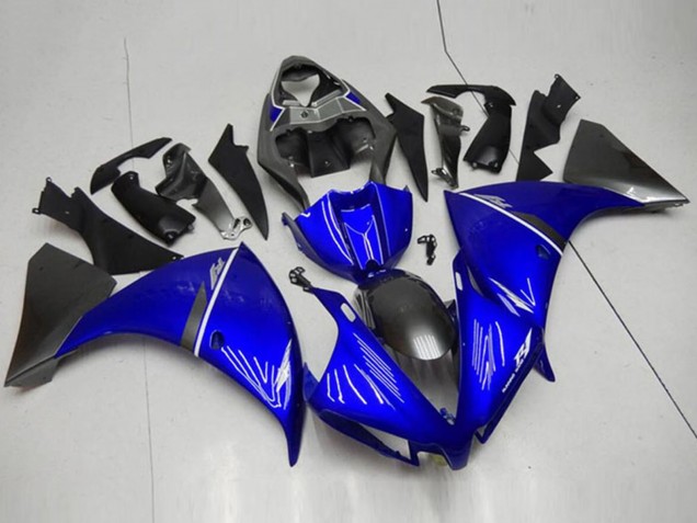 Yamaha YZF R1 Motorrad Verkleidung 2012-2014 - Blau Weiss Glanzendes Schwarz
