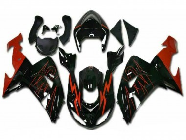 Kawasaki ZX10R Motorrad Verkleidung 2006-2007 - Glanzendes Schwarz Rot