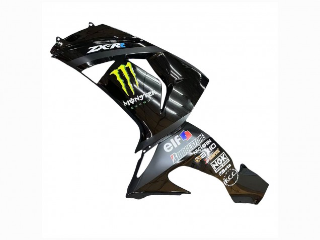 Kawasaki ZX10R Motorrad Verkleidung 2006-2007 - Grau Gelb Glanzendes Schwarz Monster Elf