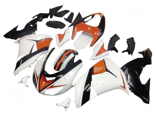 Kawasaki ZX10R Motorrad Verkleidung 2006-2007 - Weiss Orange Schwarz