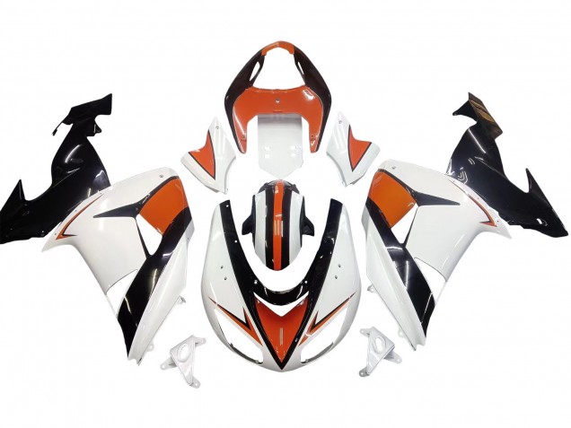 Kawasaki ZX10R Motorrad Verkleidung 2006-2007 - Weiss Orange Schwarz