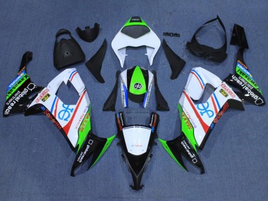 Kawasaki ZX10R Motorrad Verkleidung 2008-2010 - Weiss Fluoreszierendes Grun Rot Schwarz