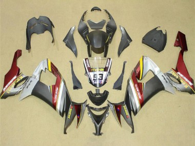 Kawasaki ZX10R Motorrad Verkleidung 2008-2010 - Silber Grau Gelb Rot