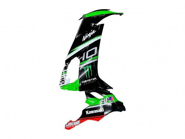 Kawasaki ZX10R Motorrad Verkleidung 2008-2010 - Grun Weiss Rot Schwarz Monster Elf 66