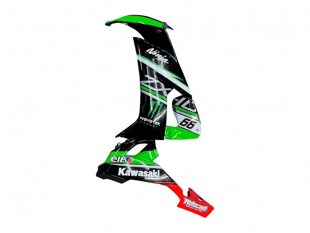 Kawasaki ZX10R Motorrad Verkleidung 2008-2010 - Grun Weiss Rot Schwarz Monster Elf 66