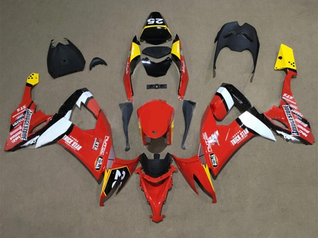 Kawasaki ZX10R Motorrad Verkleidung 2008-2010 - Rot Gelb Weiss Schwarz