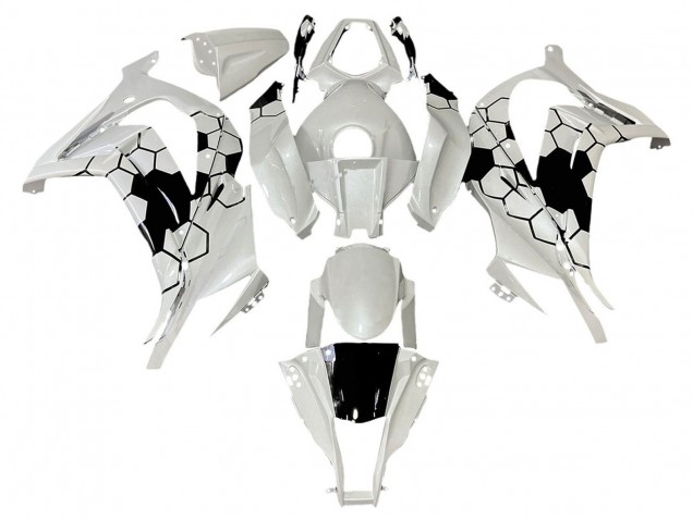 Kawasaki ZX10R Motorrad Verkleidung 2008-2010 - Weiss Schwarz