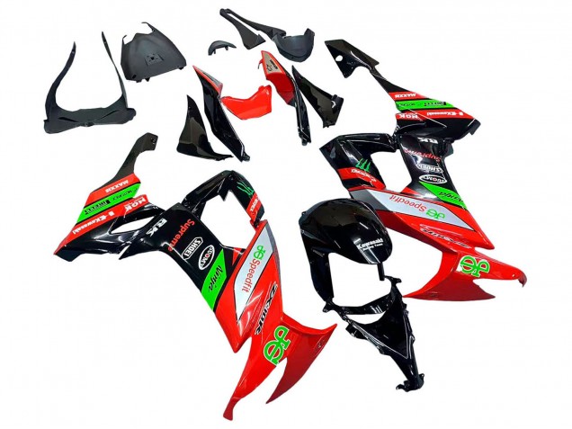 Kawasaki ZX10R Motorrad Verkleidung 2008-2010 - Rot Grun Schwarz