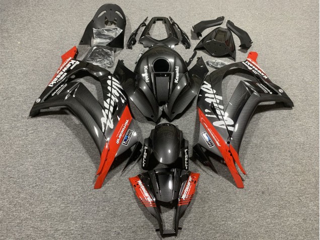 Kawasaki ZX10R Motorrad Verkleidung 2008-2010 - Schwarzes Carbonfaser Rot