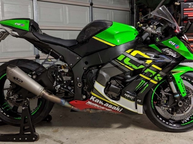 Kawasaki ZX10R Motorrad Verkleidung 2011-2015 - Grun Gelb Schwarz Weiss Elf Monster