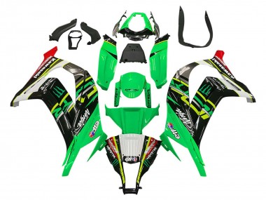 Kawasaki ZX10R Motorrad Verkleidung 2011-2015 - Grun Gelb Schwarz Weiss Elf Monster