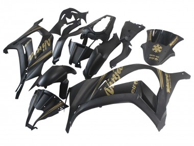 Kawasaki ZX10R Motorrad Verkleidung 2011-2015 - Matt Schwarz Gold Schnee Elf