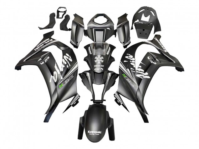 Kawasaki ZX10R Motorrad Verkleidung 2011-2015 - Matt Schwarz Grun Elf
