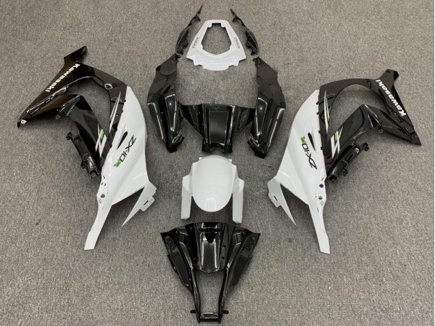 Kawasaki ZX10R Motorrad Verkleidung 2011-2015 - Weiss Glanzendes Schwarz Grun