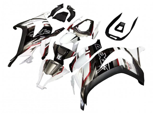 Kawasaki ZX10R Motorrad Verkleidung 2011-2015 - Weiss Glanzendes Schwarz Matt Schwarz Rot