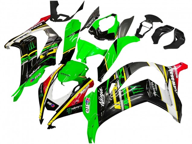 Kawasaki ZX10R Motorrad Verkleidung 2016-2020 - Grun Gelb Rot Schwarz Elf Monster