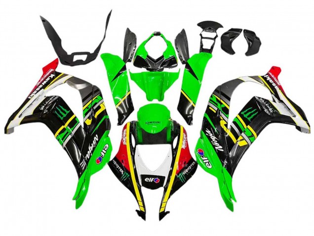 Kawasaki ZX10R Motorrad Verkleidung 2016-2020 - Grun Gelb Rot Schwarz Elf Monster