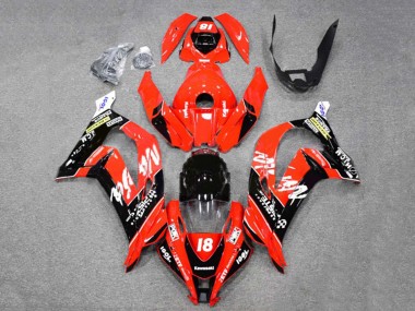 Kawasaki ZX10R Motorrad Verkleidung 2016-2020 - Rot Glanzendes Schwarz Weiss Monster 18