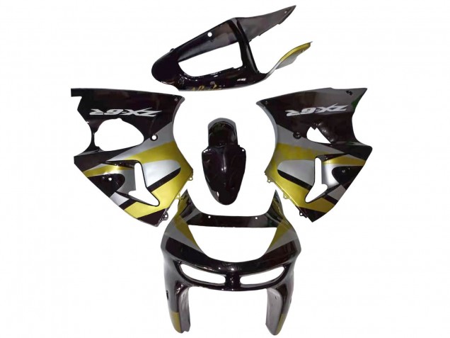 Kawasaki ZX6R Motorrad Verkleidung 1998-1999 - Glanzendes Schwarz Silber Gelb