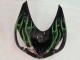Kawasaki ZX14R ZZR1400 Motorrad Verkleidung 2006-2011 - Glanzendes Schwarz Grun Flamme