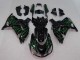 Kawasaki ZX14R ZZR1400 Motorrad Verkleidung 2006-2011 - Glanzendes Schwarz Grun Flamme