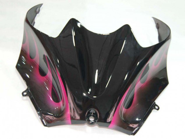Kawasaki ZX14R ZZR1400 Motorrad Verkleidung 2006-2011 - Glanzendes Schwarz Rot Rosa Flamme