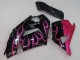 Kawasaki ZX14R ZZR1400 Motorrad Verkleidung 2006-2011 - Glanzendes Schwarz Rot Rosa Flamme