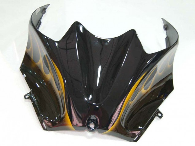 Kawasaki ZX14R ZZR1400 Motorrad Verkleidung 2006-2011 - Glanzendes Schwarz Gold Flamme