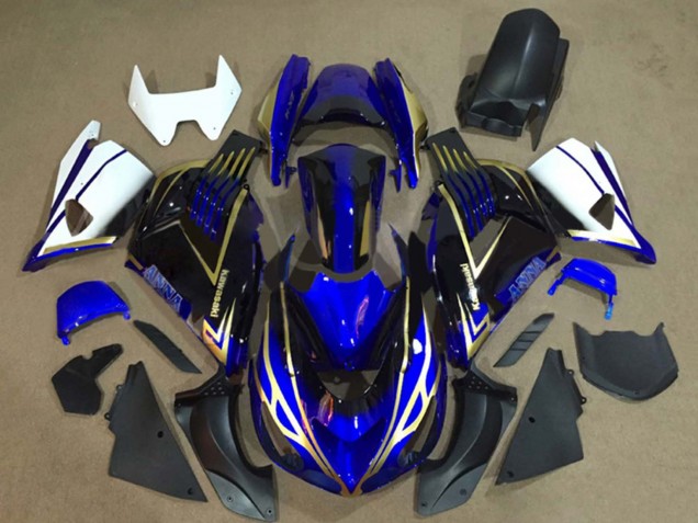 Kawasaki ZX14R ZZR1400 Motorrad Verkleidung 2006-2011 - Weiss Blau Gold