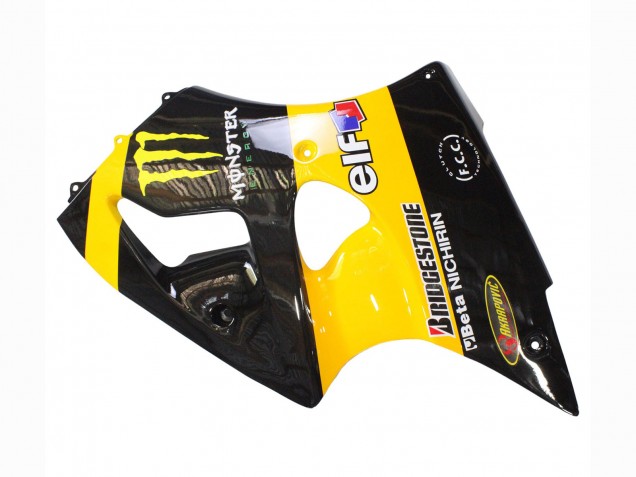 Kawasaki ZX6R Motorrad Verkleidung 1998-1999 - Gelb Schwarz Monster Elf Bridgestone