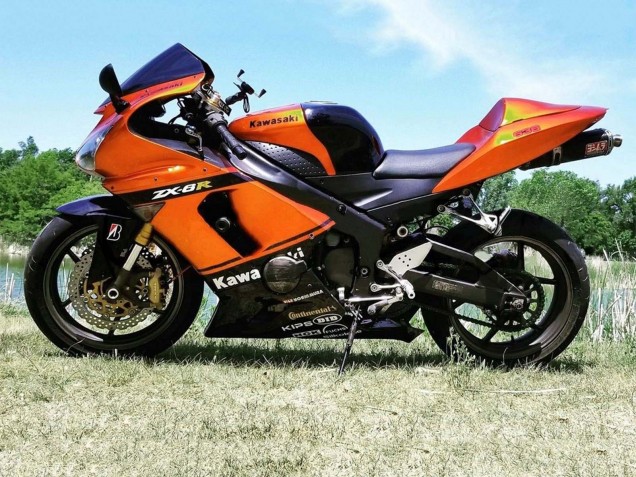 Kawasaki ZX6R Motorrad Verkleidung 2005-2006 - Orange Schwarz