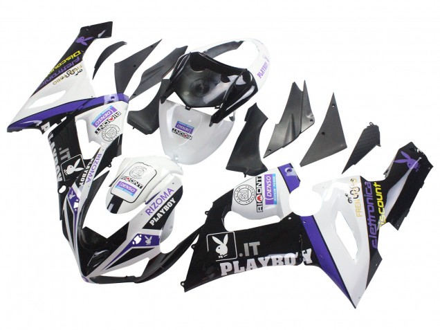 Kawasaki ZX6R Motorrad Verkleidung 2005-2006 - Weiss Lila Schwarz Rizoma Playboy Denso