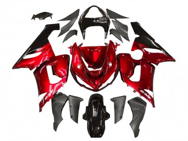 Kawasaki ZX6R Motorrad Verkleidung 2005-2006 - Rot Schwarz