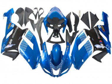 Kawasaki ZX6R Motorrad Verkleidung 2007-2008 - Schwarz Blauer Elf