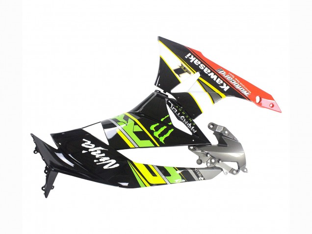 Kawasaki ZX6R Motorrad Verkleidung 2009-2012 - Grun Glanzendes Schwarz Gelb Weiss Rot Elf Monster