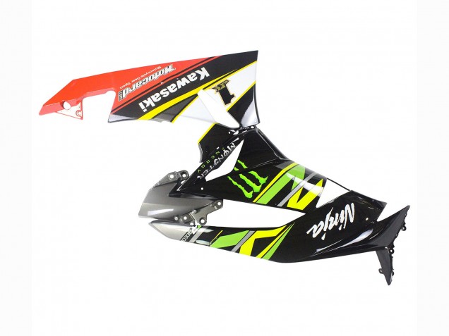 Kawasaki ZX6R Motorrad Verkleidung 2009-2012 - Grun Glanzendes Schwarz Gelb Weiss Rot Elf Monster