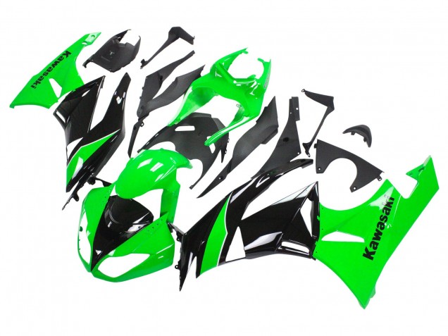 Kawasaki ZX6R Motorrad Verkleidung 2009-2012 - Grun Glanzendes Schwarz