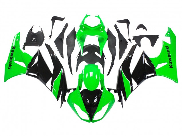 Kawasaki ZX6R Motorrad Verkleidung 2009-2012 - Grun Glanzendes Schwarz