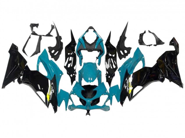 Kawasaki ZX6R Motorrad Verkleidung 2009-2012 - Hellblau Glanzendes Schwarz Gelb