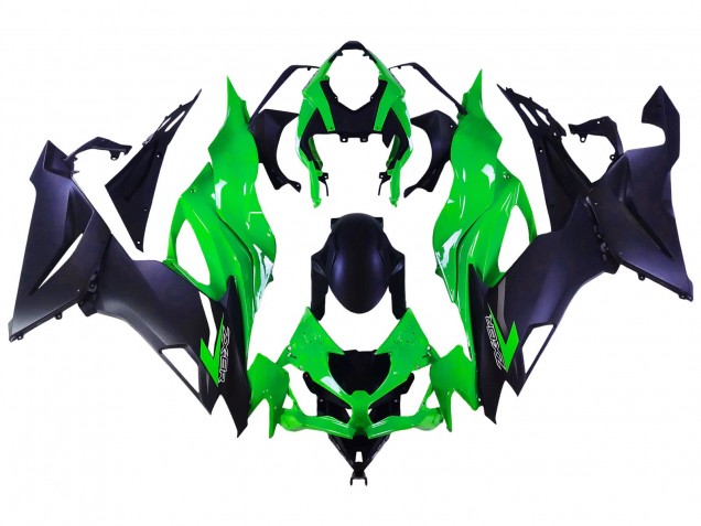Kawasaki ZX6R Motorrad Verkleidung 2019-2022 - Grun Matt Schwarz